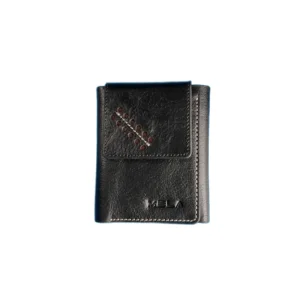 3 Fold Compact Leather Wallet for Men Black